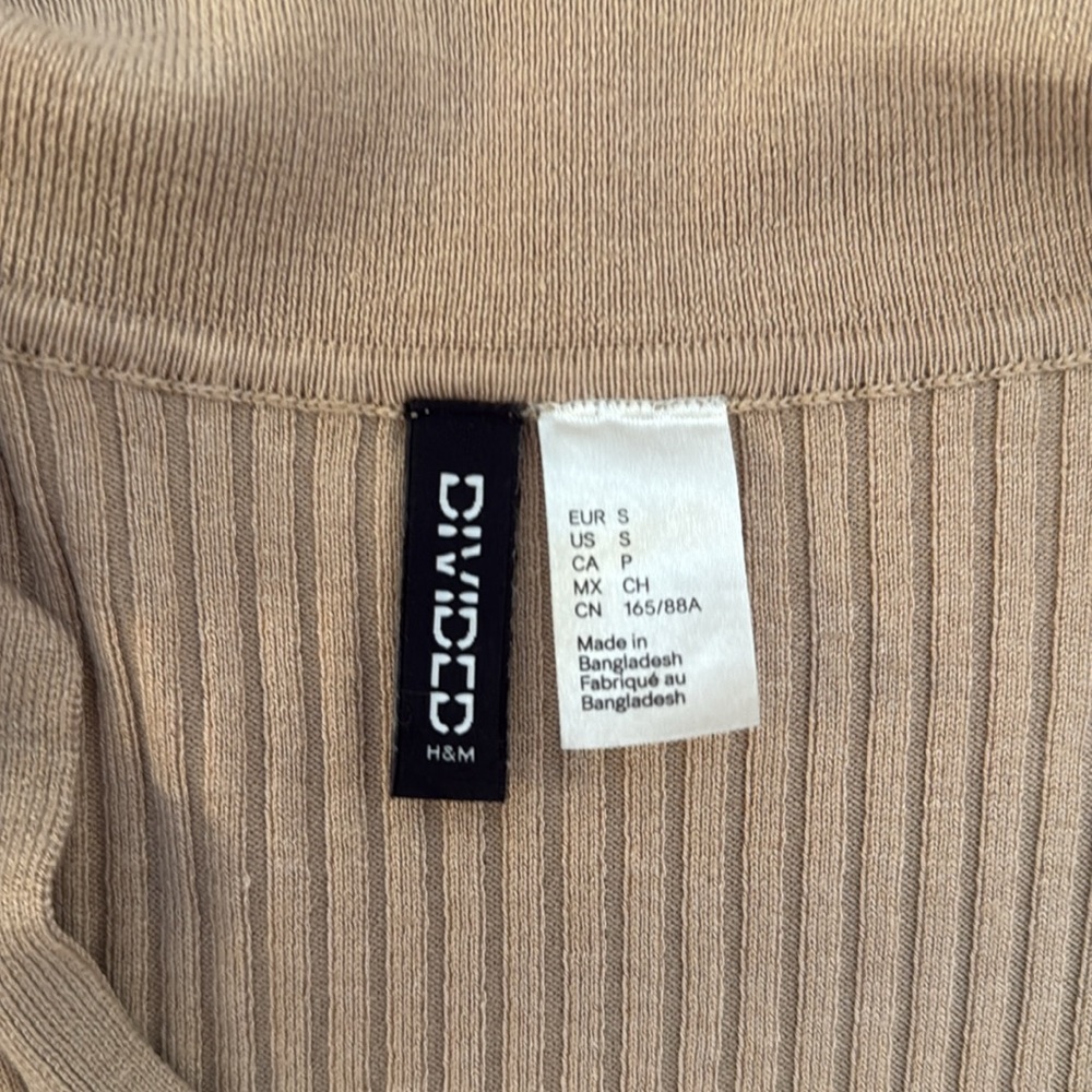Tan Ribbed Polo Crop - Picture 3 of 3